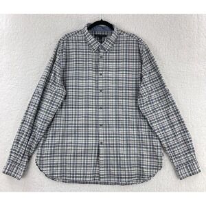 John Varvatos Button-Up Shirt‎ Mens Size XXL Gray Plaid Long Sleeve 100% Cotton